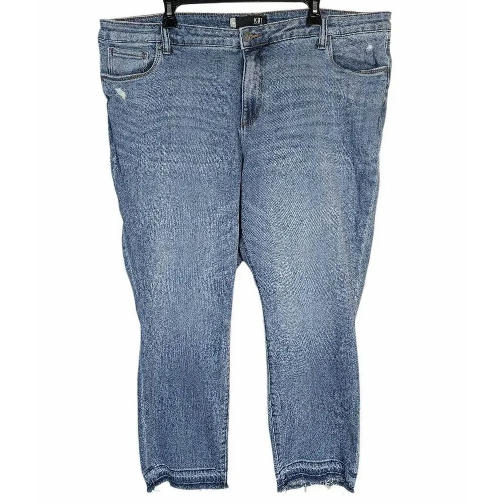Kut from the Kloth Reese Ankle straight raw edge jeans womens 20W